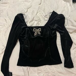 Rachel Zoe bow velvet top